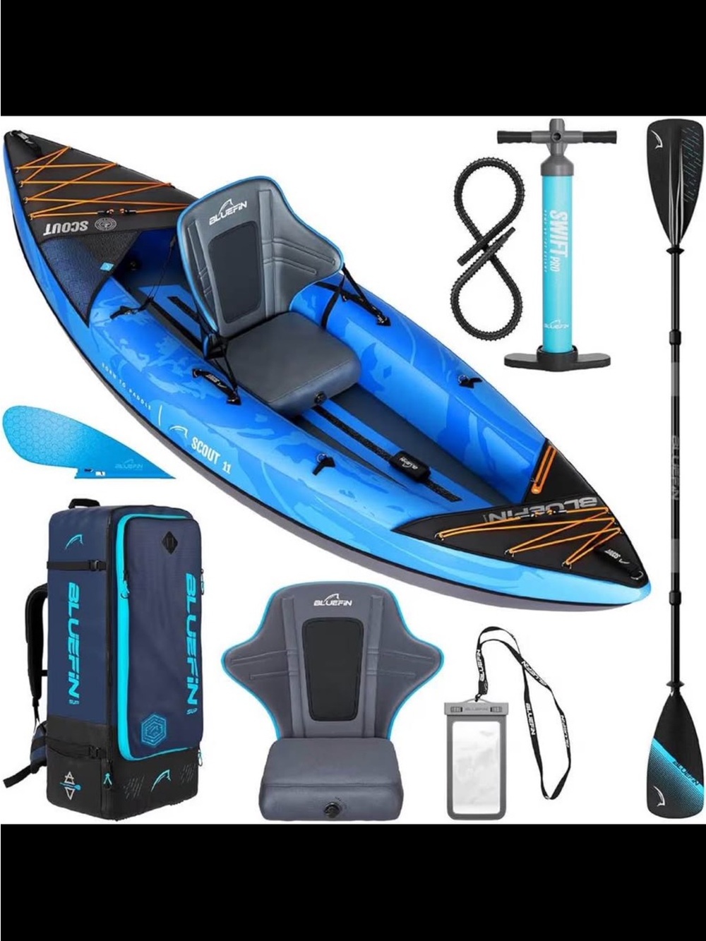 Bluefin Scout 11 Inflatable Kayak - Blue/Black